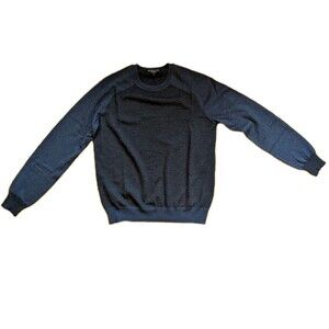 Brunella Gori Mens L 100% Merino Wool Crewneck Pullover Sweater Italy Navy Blue
